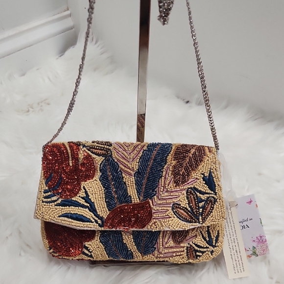 Made In india Viral Embroidered Beaded Women's Bag - Multicolor Chain Crossbody - Picture 9 of 12